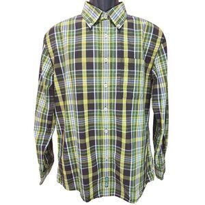 Orvis Mens Green Plaid Active Fit Shirt Medium - Long Sleeve Button-Down